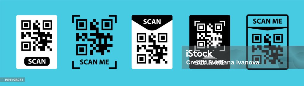 Qr Code Vector Set Qr Code Scan For Phone Qr Code For Mobile App Stock ...