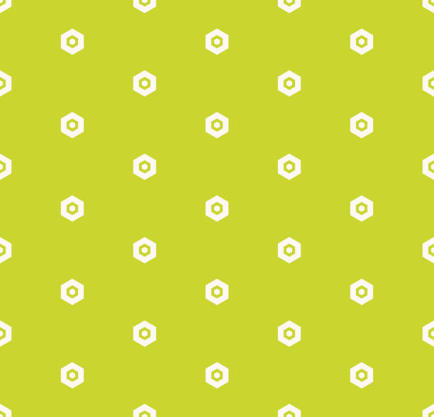 ilustraciones, imágenes clip art, dibujos animados e iconos de stock de patrón minimalista geométrico sin costuras con pequeños hexágonos. color verde lima - lime green illustrations