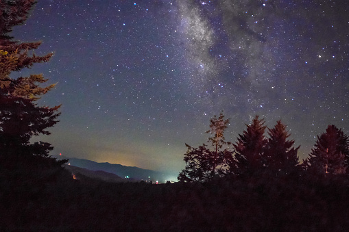 Milky Way in night sky near Newfound Gap, Great Smoky Mountains National Park, Tennessee, USA
