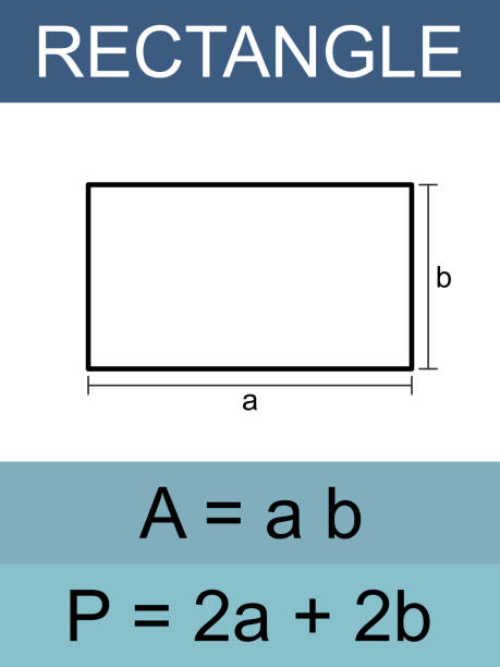 Rectangle Vector illustration of area and perimeter of a rectangle. perimeter formula stock illustrations