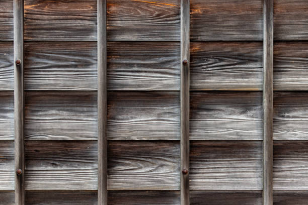 istock Surface texture of Japanese traditional clapboard wall 1414524076