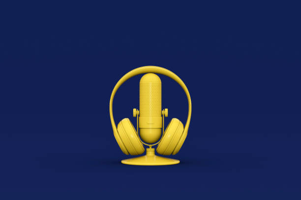 istock Retro Old Microphone and Headphones, 3d rendering. 1414524767