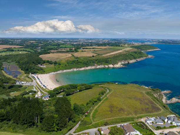 istock Aerial view of Cornwall and sea 1414530788