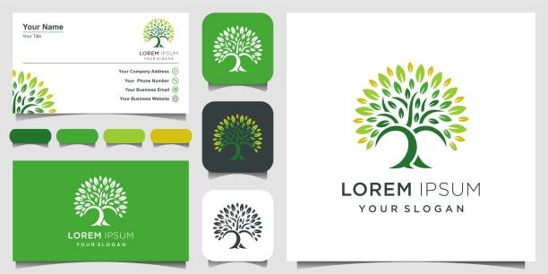 ikona wektora drzewa. elementy projektu. green garden vector szablon i projekt wizytówki - drzewo życia stock illustrations