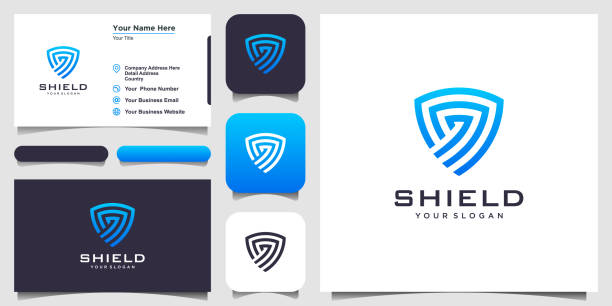ilustraciones, imágenes clip art, dibujos animados e iconos de stock de plantillas de diseño de logotipos de creative shield concept. icono y tarjeta de presentación - guard of honor