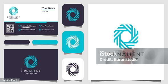 istock Company vector logo design element. Abstract ornament circle shaped vector symbols. business card design 1414535210