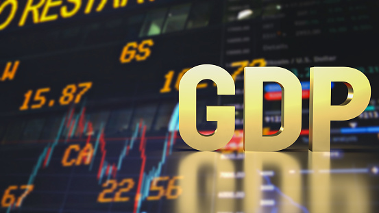 The gold gdp text for business concept 3d rendering