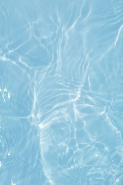 istock Defocus blurred transparent blue colored clear calm water surface texture with splashes and bubbles. Trendy abstract nature background. Water waves in sunlight with copy space. Blue watercolor texture 1414537453