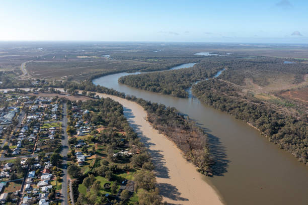 istock Muddy Flood waters from the  Darling river. 1414540602