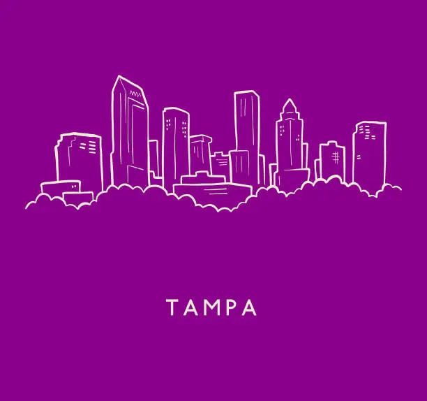 Vector illustration of Tampa Skyline Sketch