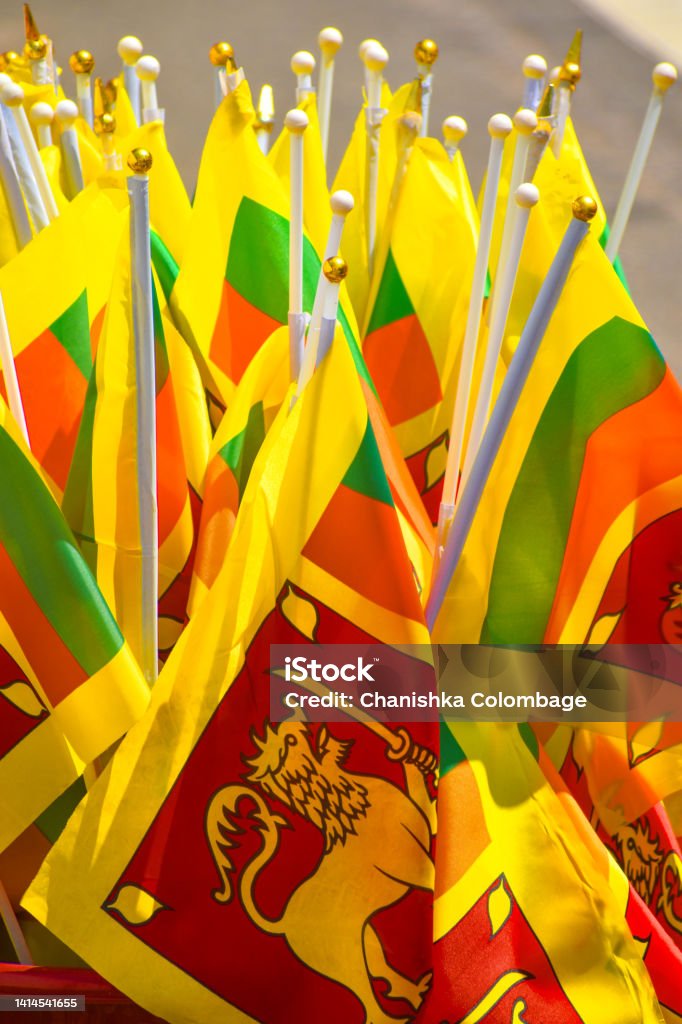 Sri Lankan Flags to sell Sri Lankan Flags to sell in the Independence day Authority Stock Photo