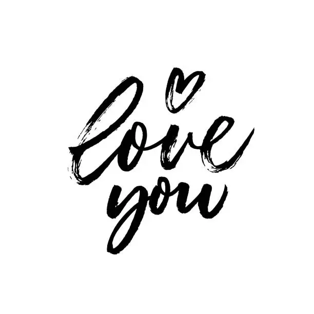 Vector illustration of Hand written I love you phrase.