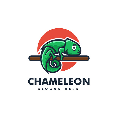 Vector Illustration Chameleon Simple Mascot Style.