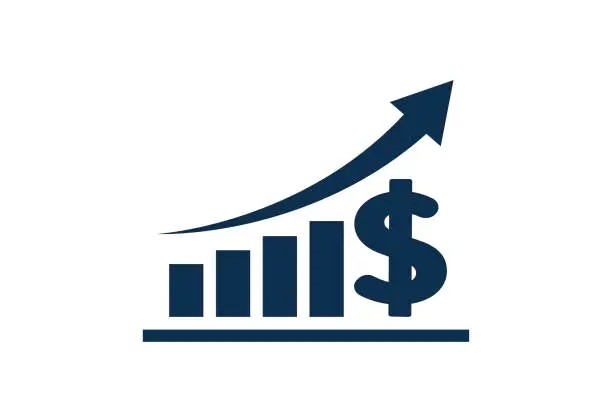 Vector illustration of U.S. dollar currency stocks rose.