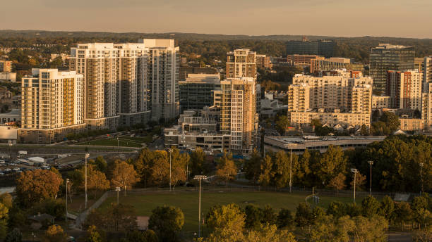 istock Stamford public stadium in front of modern constructions in the morning. 1414547510