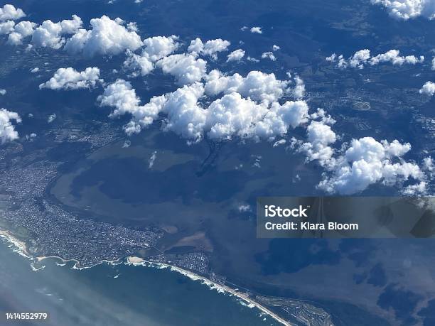 Plane Window View Of Coastal Australia Stock Photo - Download Image Now - Above, Aerial View, Air Vehicle