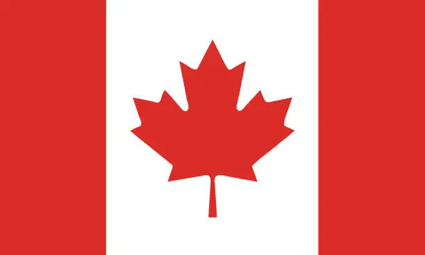 Vector illustration of Vector illustration of Canadian flag. Official national flag of canada of north america.