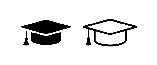 Solemn accessory of teachers and graduates (students) of higher educational institutions. Isolated vector illustration on a white background.