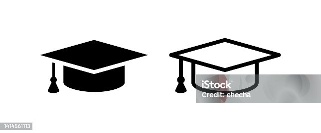 istock Square academic cap icon. Training hat. Symbol of knowledge and learning. 1414561113