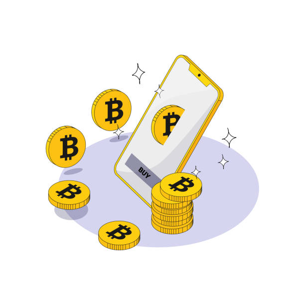 istock a smartphone from the display of which bitcoins appear and are stacked in a stack of coins 1414562205