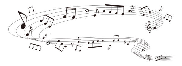 遠近法による楽譜の背景図 - music musical note musical staff treble clef点のイラスト素材／クリップアート素材／マンガ素材／アイ��コン素材