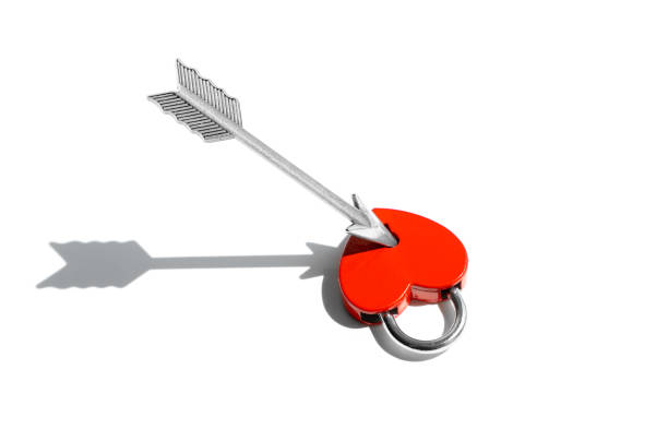 istock Heart-shaped padlock with an arrow on white 1414570160