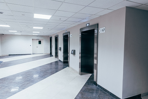 Elevator hall in a new building