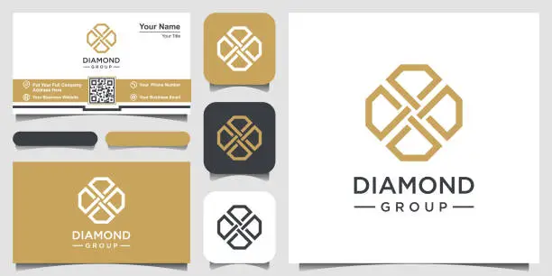Vector illustration of Creative Diamond Concept Logo Design Template and business card design. diamond group, team, community
