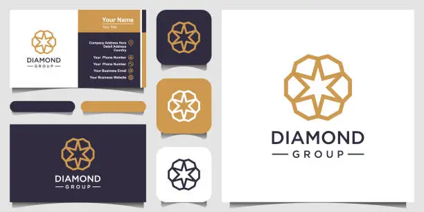 Vector illustration of Creative Diamond Concept Logo Design Template and business card design. diamond group, team, community