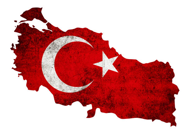 istock (Clipping path) Map of Turkey with dirty background isolated on white 1414580839