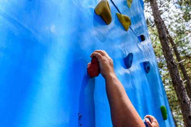 colorful climbing wall. boulder wall. climbing. bouldering.