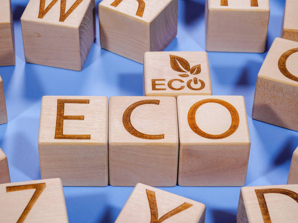istock Environmental conservation concept as an ECO inscription on wood blocks 1414582655