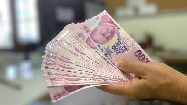türkisches geld, türkische lira , türkische münzen - food currency breakfast business stock-fotos und bilder