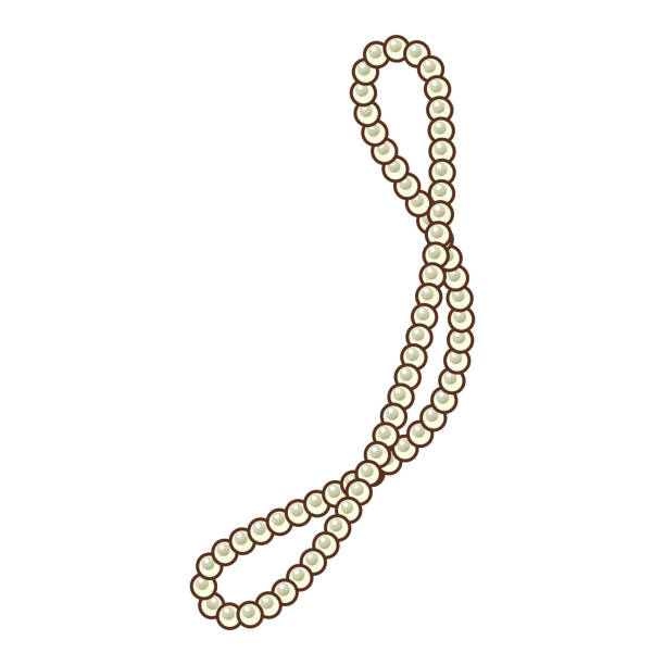 ilustraciones, imágenes clip art, dibujos animados e iconos de stock de collar de perlas simple - pearl jewelry white necklace