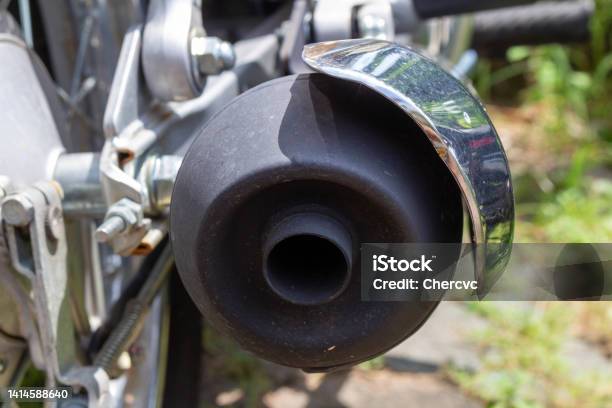 Motorcycle Exhaust Pipe Power Motorbike Stock Photo - Download Image Now - Air Pollution, Beauty, Black Color