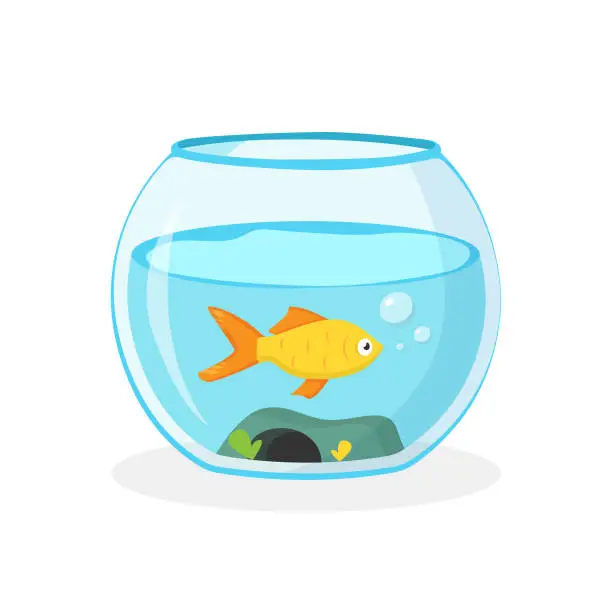 Vector illustration of Fishbowl Flat Design on White Background.