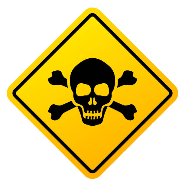 ilustraciones, imágenes clip art, dibujos animados e iconos de stock de señal de peligro en el cráneo, mantenga alejado el símbolo de precaución - toxic waste vector biohazard symbol skull and crossbones