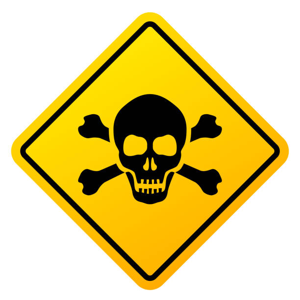 знак опасности черепа, держите подальше символ осторожности - toxic waste vector biohazard symbol skull and crossbones stock illustrations