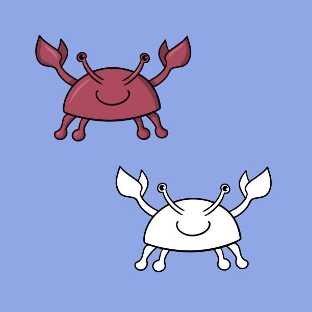 istock A set of illustrations, Sea life, cute smiling crab, vector in cartoon 1414596823