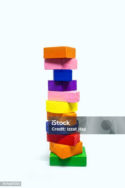 Colorful Wood Block Sorted Improperly Stock Photo - Download Image Now - Bright, Learning, Toy Block
