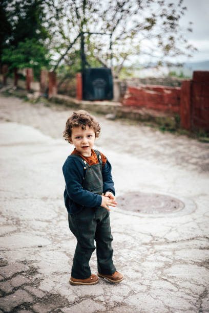 A pretty little child with retro clothes