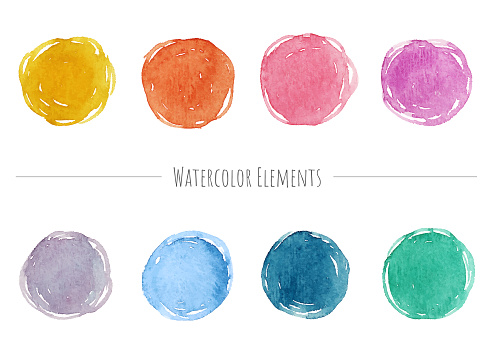 Colorful watercolor frame material. Basic colors.