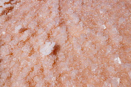 High angle close-up view of salt from evaporated lake in Camargue