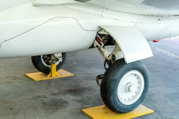 istock Private jet tire and landing gear 1414607487