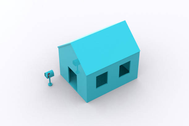 Cute Cartoon Stylized Red Brick House on a white background. 3d Rendering