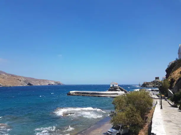 andros island andros city in greece sea and port