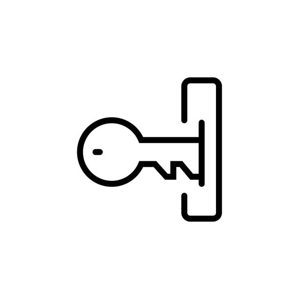 illustrations, cliparts, dessins animés et icônes de icône de ligne de contour modifiable par verrouillage de touche - keyhole lock door antique