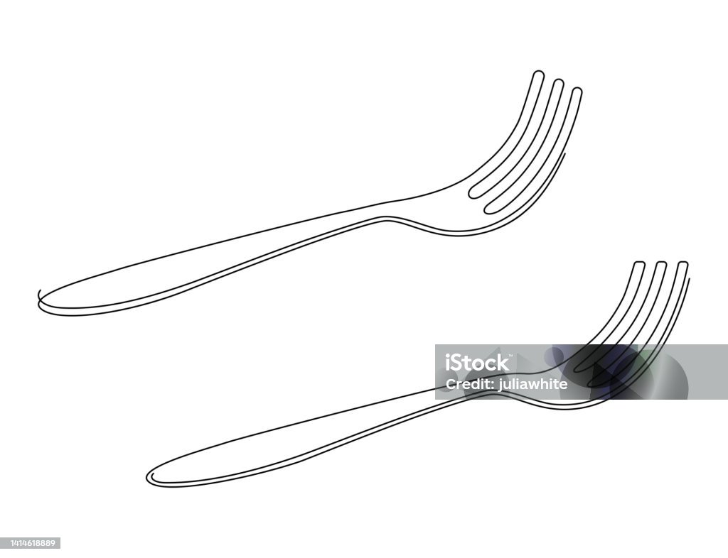 Line Table Fork Cutlery Table Fork Continuous Line Drawing Vector Illustration Isolated ...
