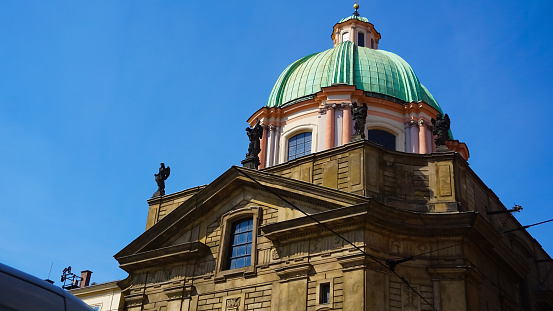 Saint Francis of Assisi church in Prague at sunny day