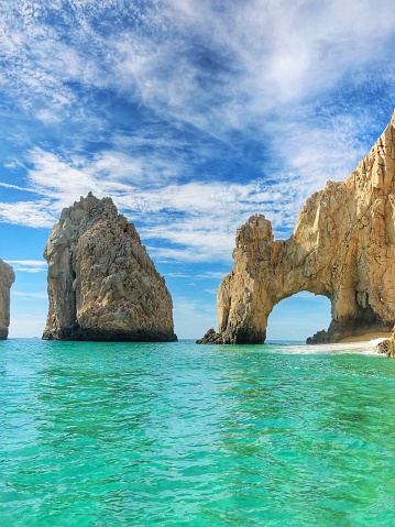Beautiful green ocean of Cabo San Lucas at the Arch